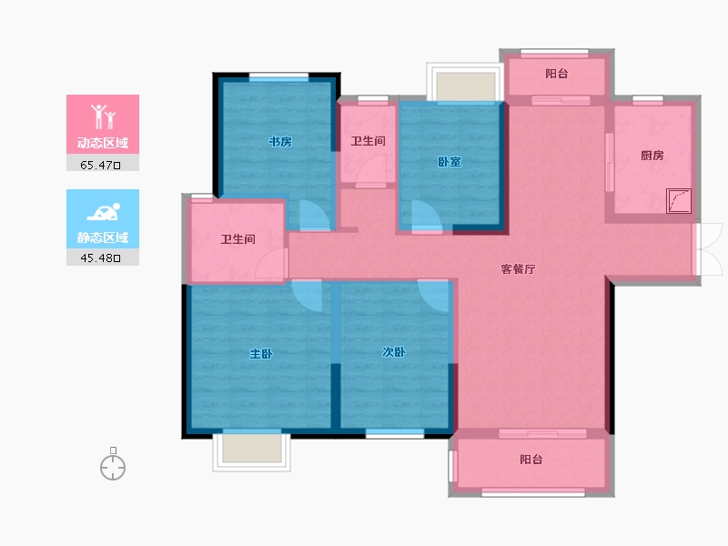 湖南省-长沙市-长房·宁都公馆-98.05-户型库-动静分区