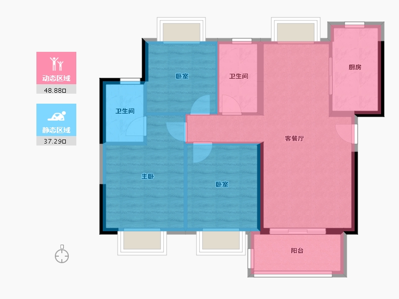 广东省-广州市-合景保利·香樾四季花园-77.40-户型库-动静分区