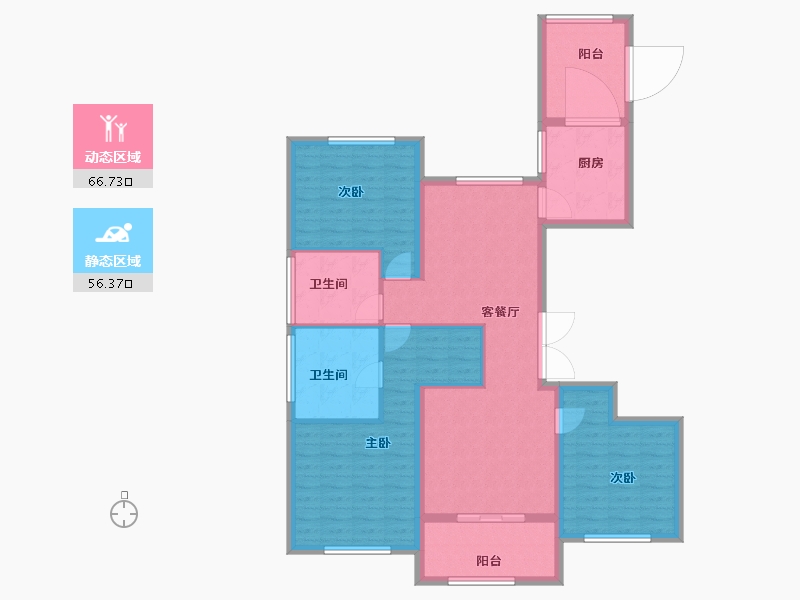 上海-上海市-古北中央公园-110.97-户型库-动静分区