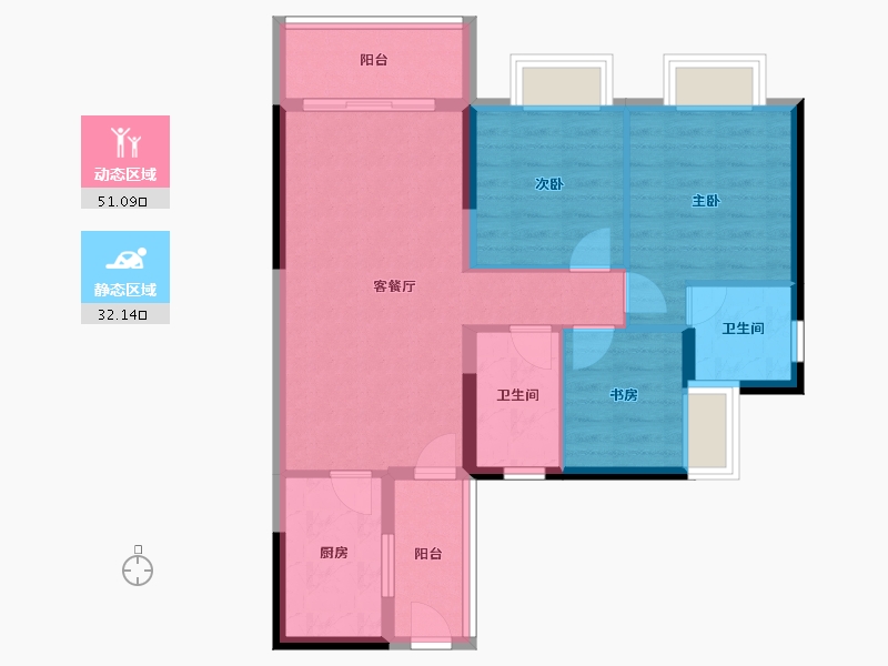 广东省-广州市-碧桂园凤凰城云顶-73.96-户型库-动静分区