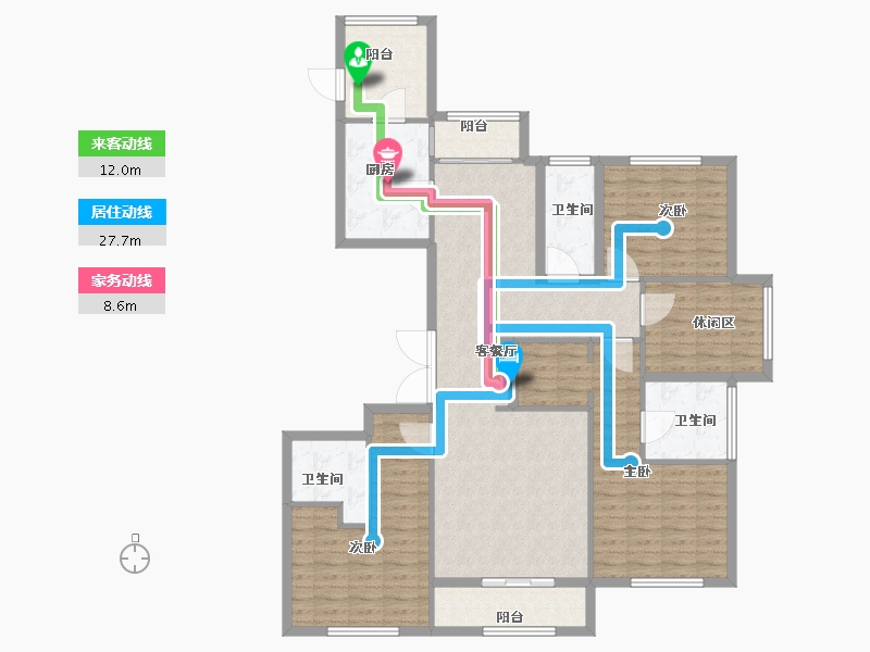 上海-上海市-古北中央公园-132.12-户型库-动静线