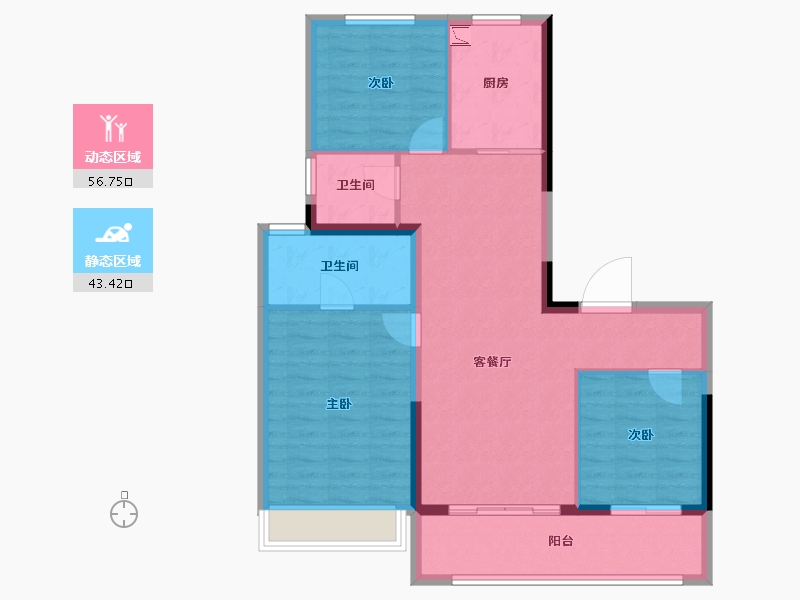 江苏省-常州市-保利和光晨樾-90.40-户型库-动静分区