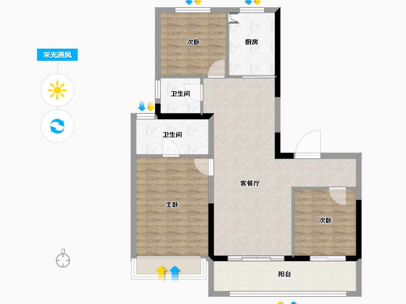 江苏省-常州市-保利和光晨樾-90.40-户型库-采光通风