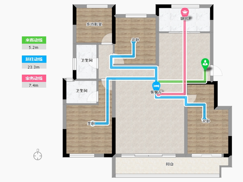 浙江省-宁波市-香湖丹堤3期-119.14-户型库-动静线