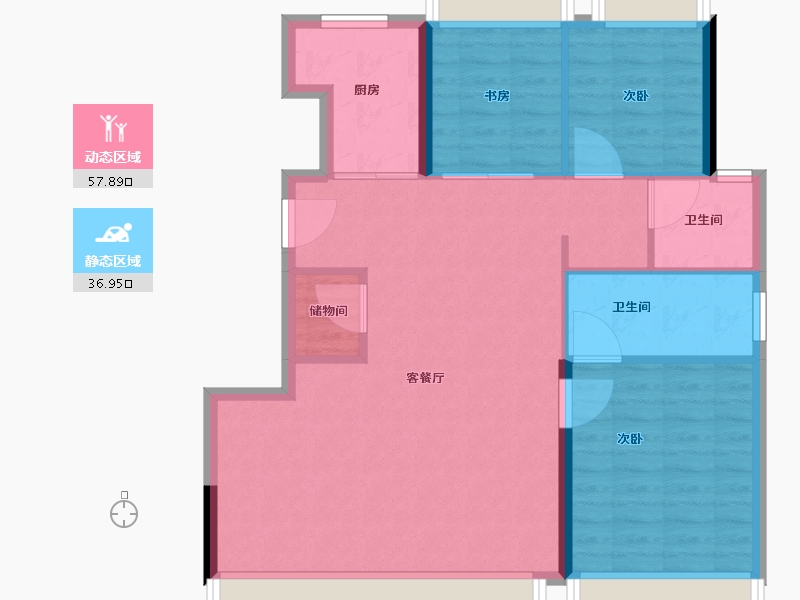 辽宁省-大连市-富力东堤湾畔-86.40-户型库-动静分区