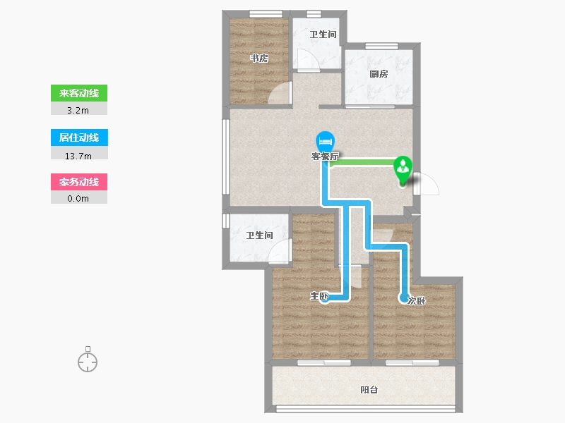 浙江省-宁波市-绿城·春熙月明-76.67-户型库-动静线