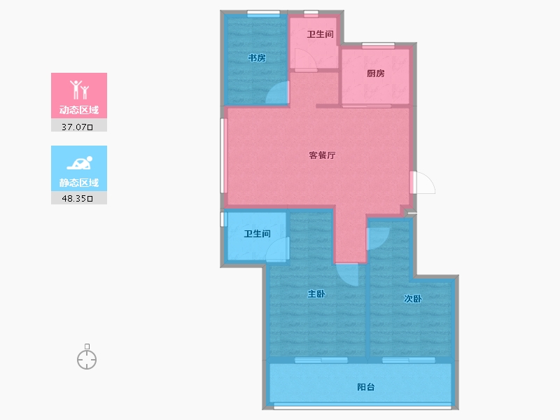 浙江省-宁波市-绿城·春熙月明-76.67-户型库-动静分区