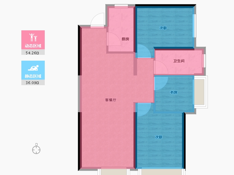 辽宁省-大连市-富力东堤湾畔-81.61-户型库-动静分区