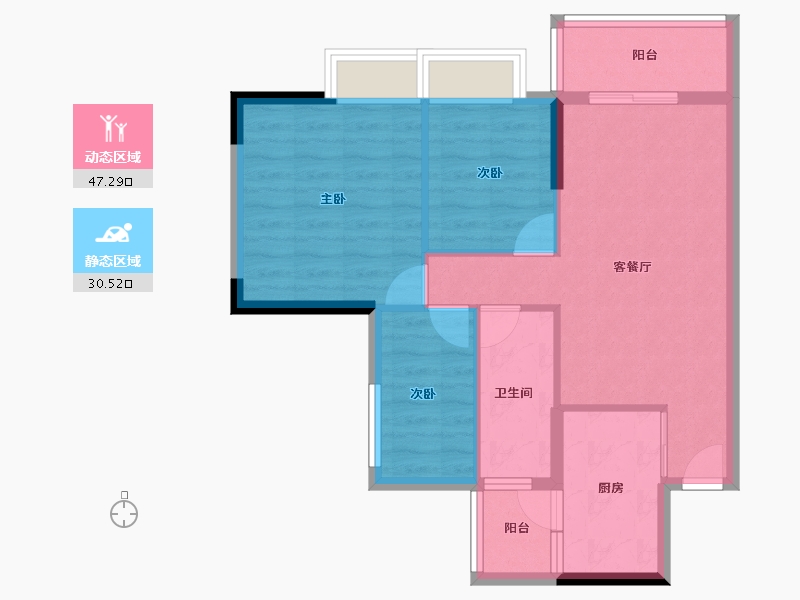 广东省-广州市-顺景花园星悦轩-69.55-户型库-动静分区