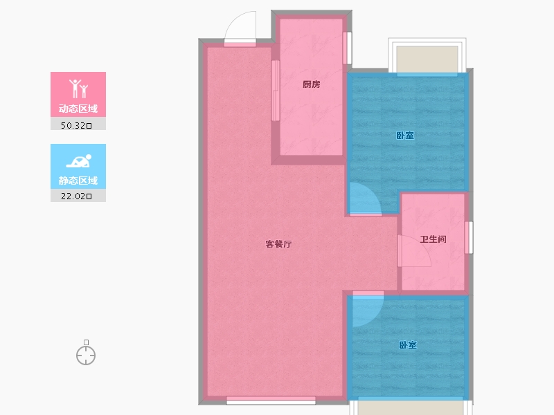 辽宁省-大连市-大连旭辉·江山如院-65.00-户型库-动静分区