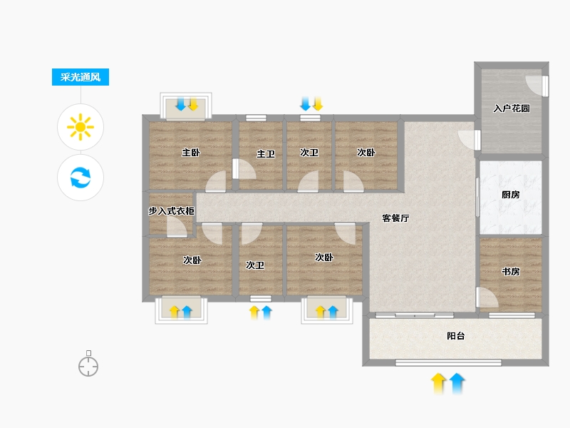 广东省-广州市-品实云湖花城-113.44-户型库-采光通风