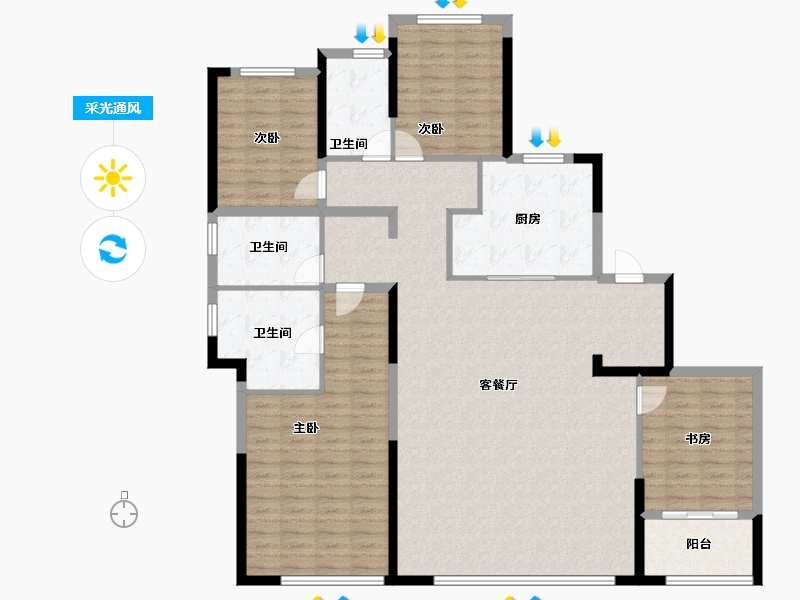 重庆-重庆市-万科·槐树路256号-160.93-户型库-采光通风