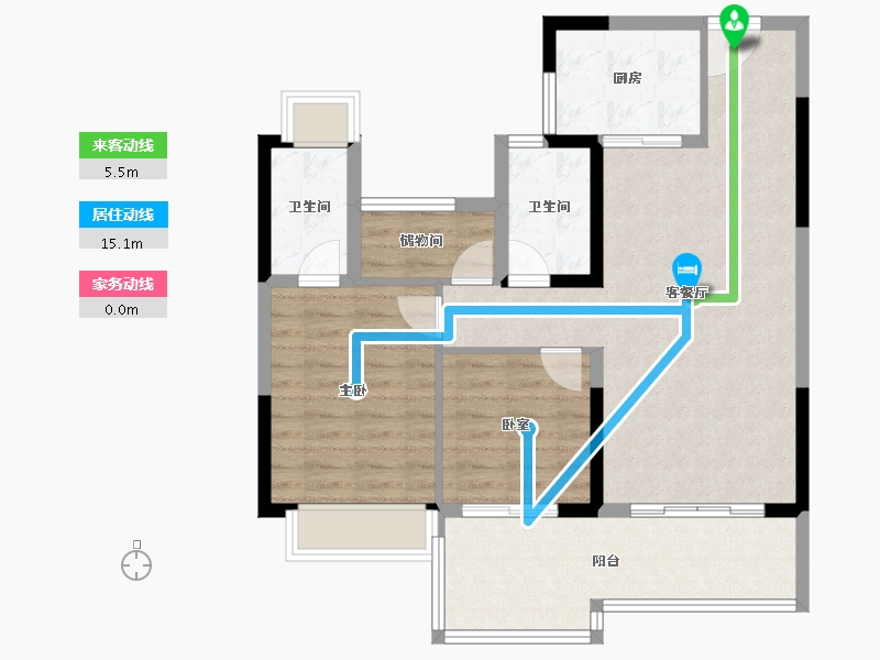 湖南省-长沙市-碧桂园博萃梅溪-83.47-户型库-动静线