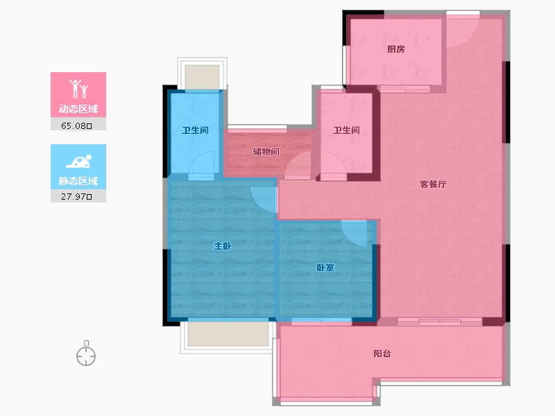 湖南省-长沙市-碧桂园博萃梅溪-83.47-户型库-动静分区