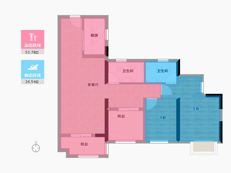 广东省-广州市-奥园云和公馆-70.39-户型库-动静分区