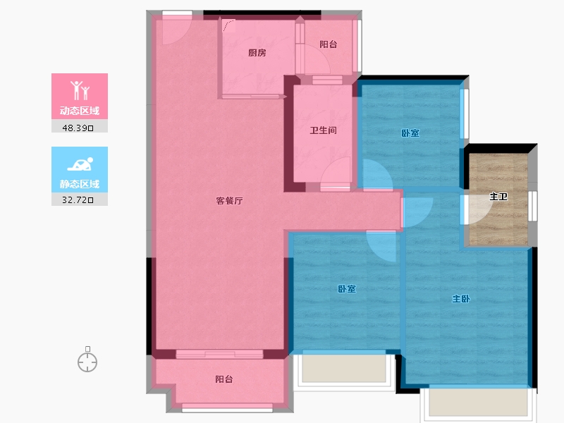 广东省-佛山市-华侨城云邸星悦-76.03-户型库-动静分区