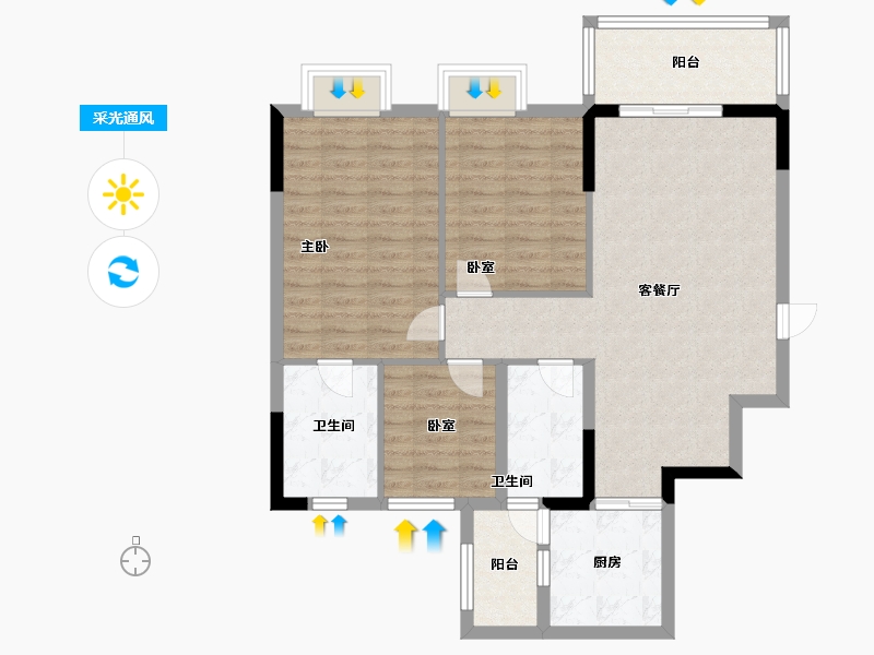 广东省-广州市-卓粤卓雅名苑-92.00-户型库-采光通风