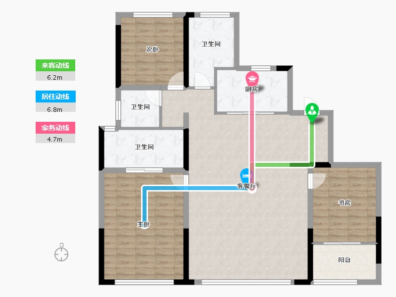 重庆-重庆市-万科·槐树路256号-128.97-户型库-动静线