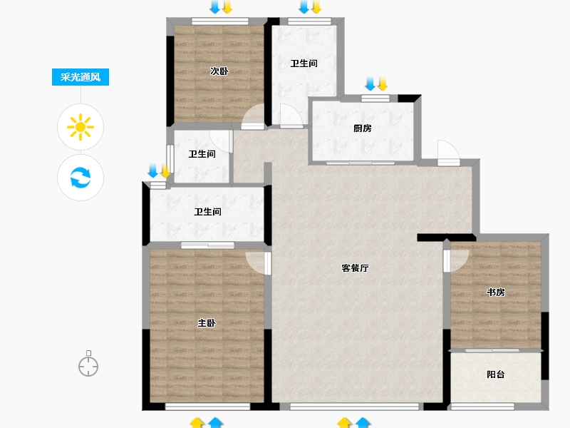 重庆-重庆市-万科·槐树路256号-128.97-户型库-采光通风