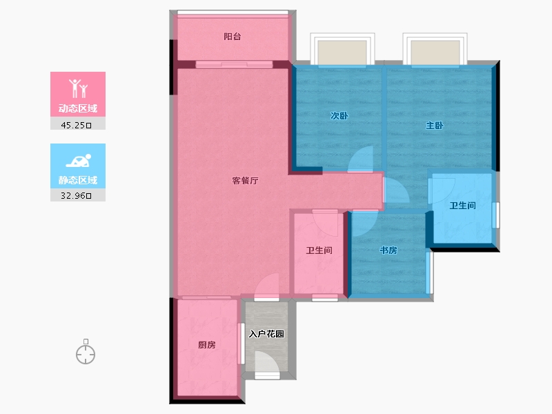 广东省-广州市-香江天赋-72.80-户型库-动静分区