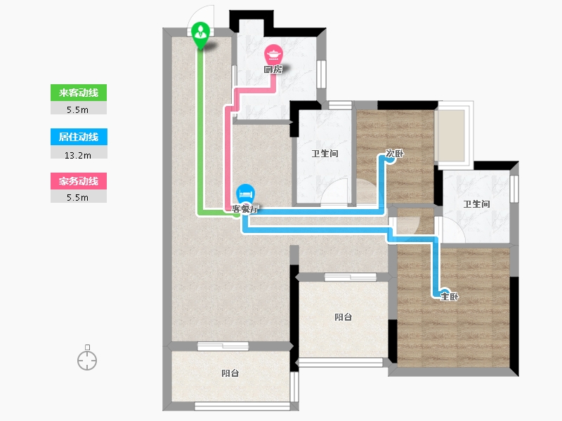 广东省-广州市-正荣新城云溪润宸-69.60-户型库-动静线