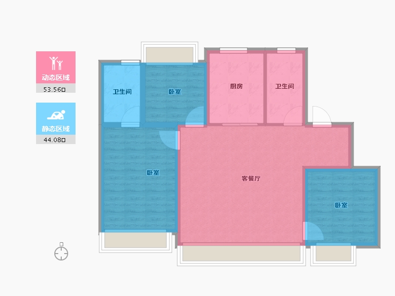 辽宁省-大连市-大连旭辉·江山如院-88.00-户型库-动静分区