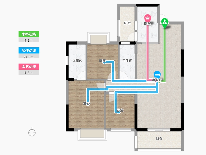 广东省-广州市-卓粤卓雅名苑-94.40-户型库-动静线