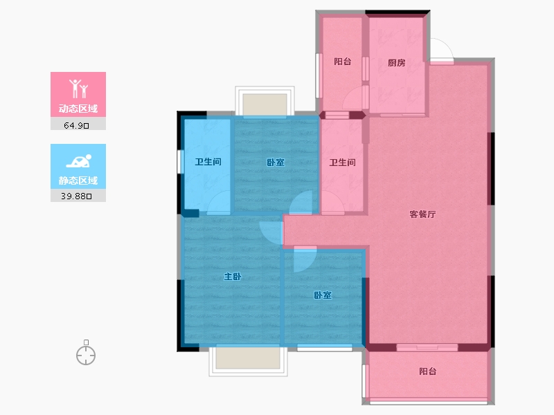 广东省-广州市-卓粤卓雅名苑-94.40-户型库-动静分区