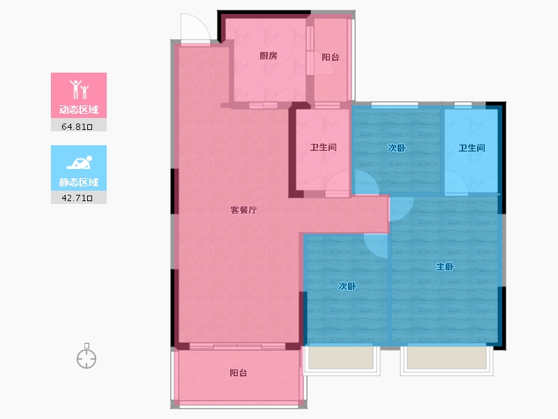 湖南省-长沙市-长沙恒大文化旅游城-97.00-户型库-动静分区