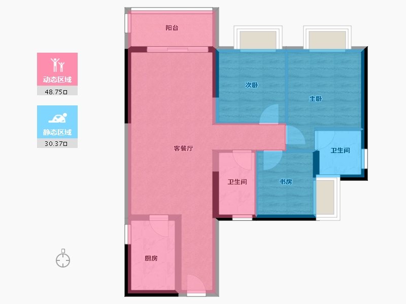 广东省-广州市-碧桂园凤凰城云顶-70.14-户型库-动静分区