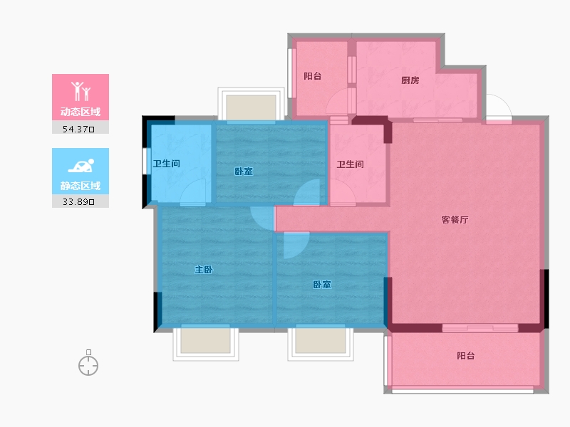 广东省-广州市-卓粤卓雅名苑-79.20-户型库-动静分区