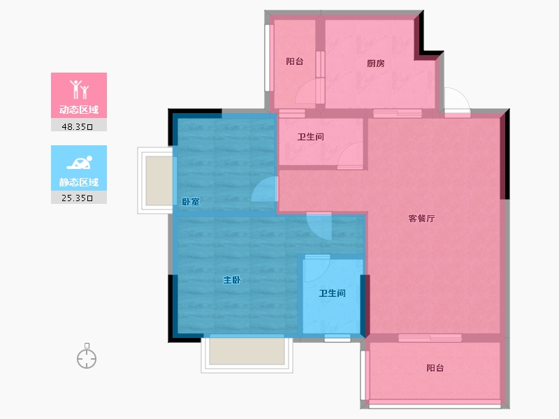 广东省-广州市-卓粤卓雅名苑-65.60-户型库-动静分区