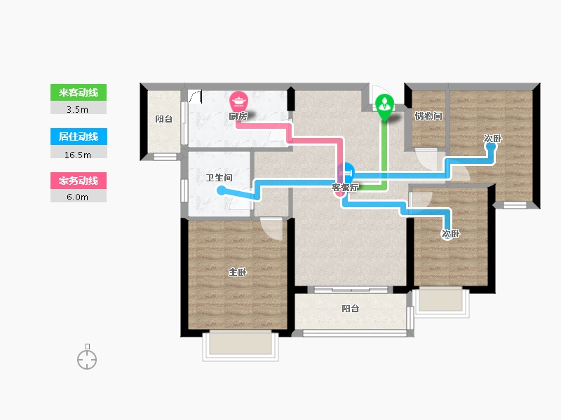 湖南省-长沙市-宁乡恒大御景半岛-84.00-户型库-动静线