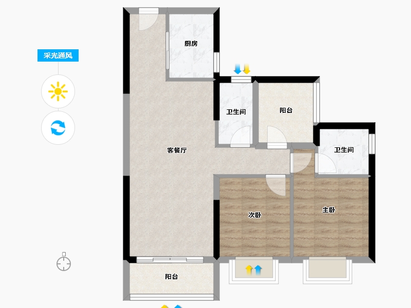 广东省-广州市-碧桂园凤凰城云顶-72.63-户型库-采光通风