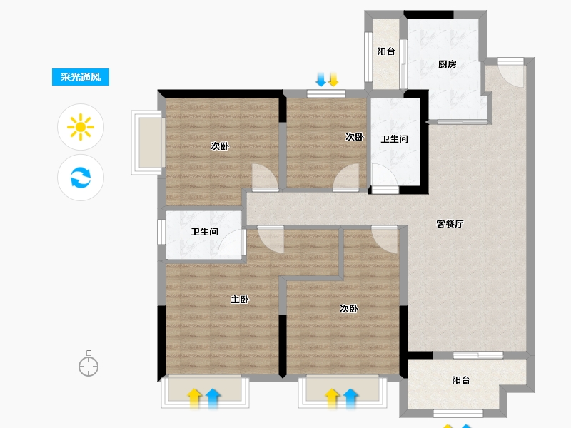 广东省-广州市-华润置地路劲金茂桐悦-108.80-户型库-采光通风