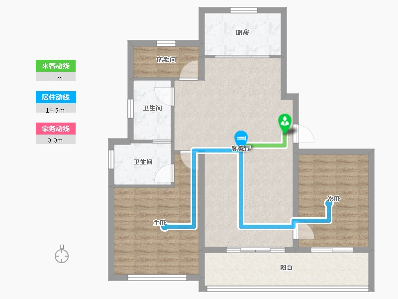 浙江省-宁波市-保利·天悦(三期)-90.08-户型库-动静线