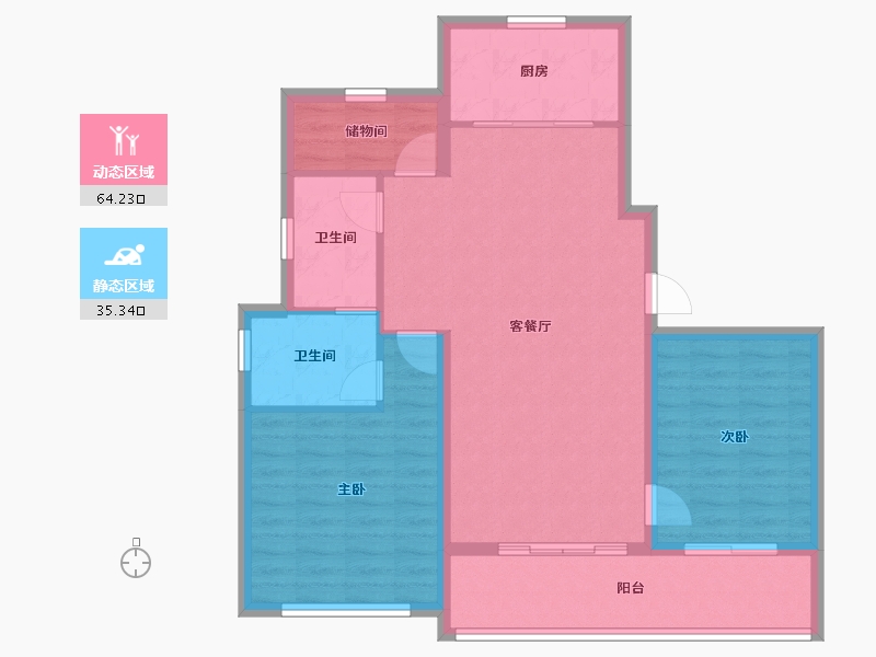 浙江省-宁波市-保利·天悦(三期)-90.08-户型库-动静分区