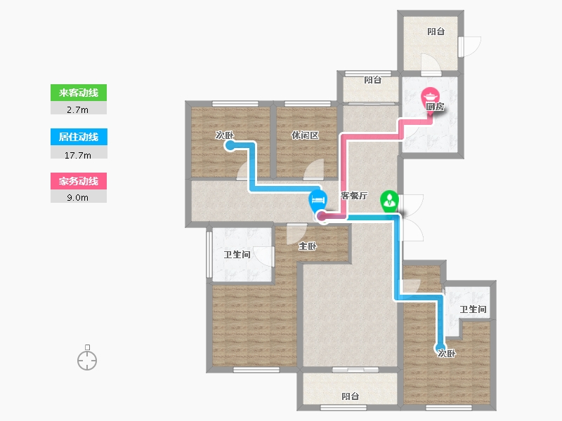 上海-上海市-古北中央公园-132.60-户型库-动静线