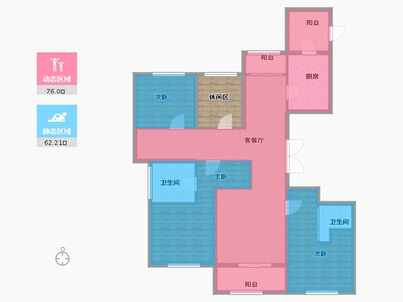 上海-上海市-古北中央公园-132.60-户型库-动静分区