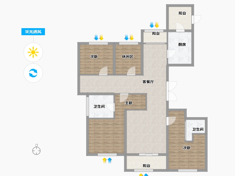 上海-上海市-古北中央公园-132.60-户型库-采光通风