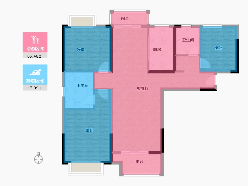 湖南省-长沙市-恒基旭辉湖山赋-100.77-户型库-动静分区