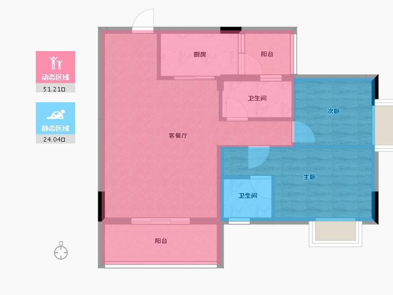 广东省-广州市-卓粤卓雅名苑-67.19-户型库-动静分区