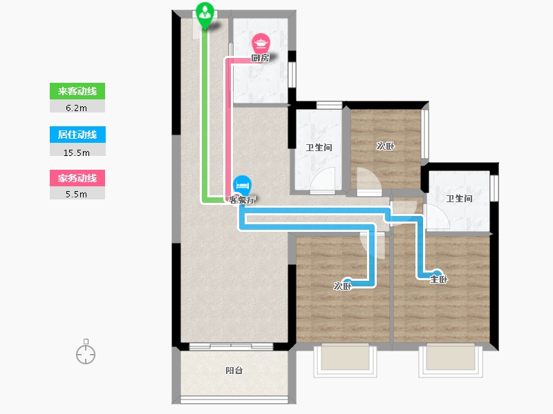 广东省-广州市-碧桂园凤凰城云顶-75.82-户型库-动静线