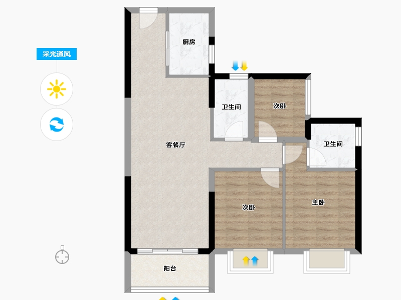 广东省-广州市-碧桂园凤凰城云顶-75.82-户型库-采光通风