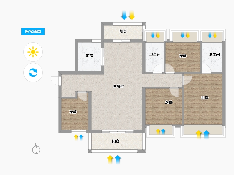 广东省-广州市-合景朗云花园-96.00-户型库-采光通风