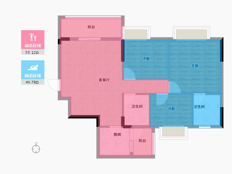 广东省-广州市-卓粤卓雅名苑-86.40-户型库-动静分区