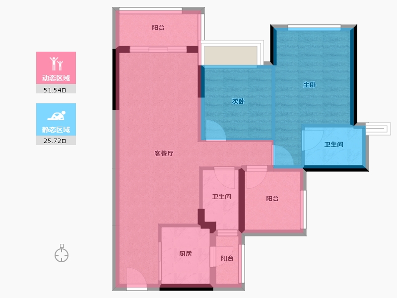 广东省-广州市-龙光天瀛-68.26-户型库-动静分区