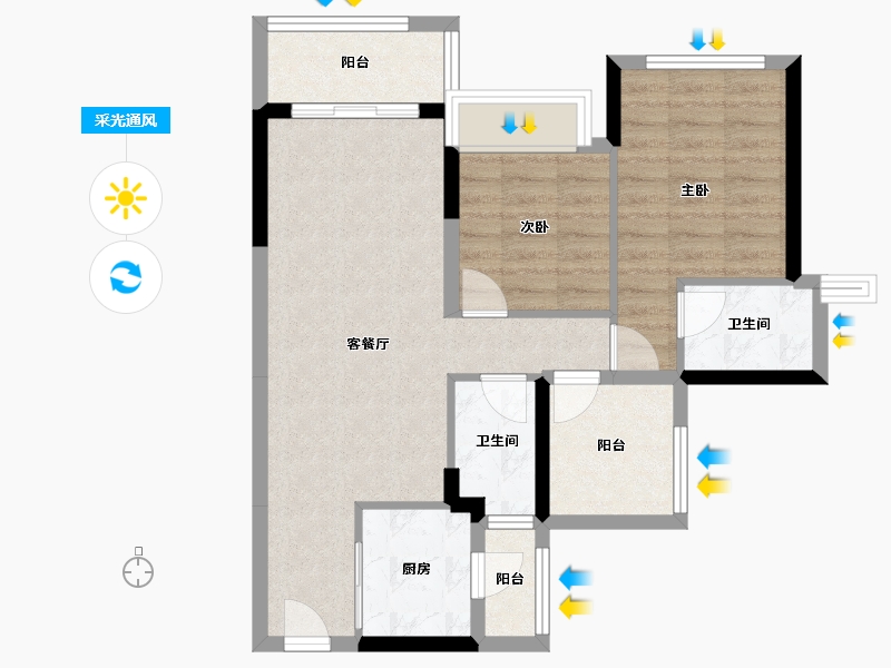 广东省-广州市-龙光天瀛-68.26-户型库-采光通风