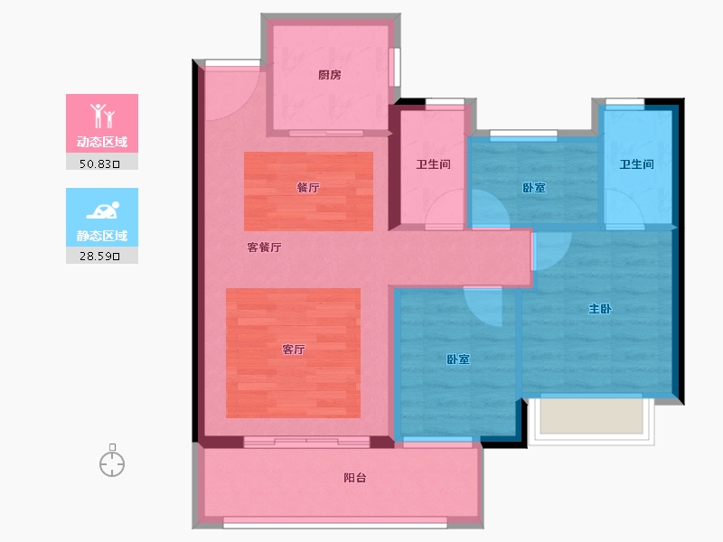 福建省-泉州市-武夷时代天越-71.20-户型库-动静分区