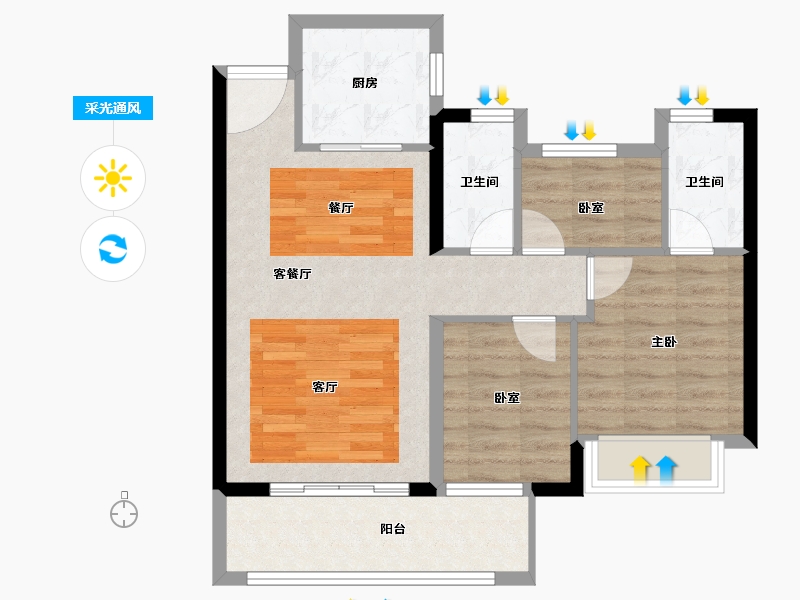 福建省-泉州市-武夷时代天越-71.20-户型库-采光通风